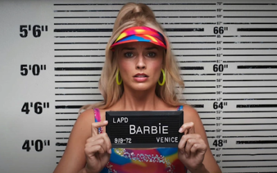 Barbie featured in a mug shot.