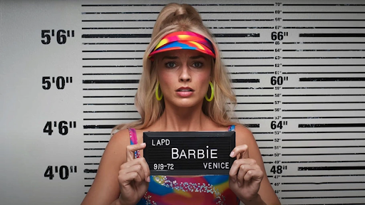 Barbie featured in a mug shot.